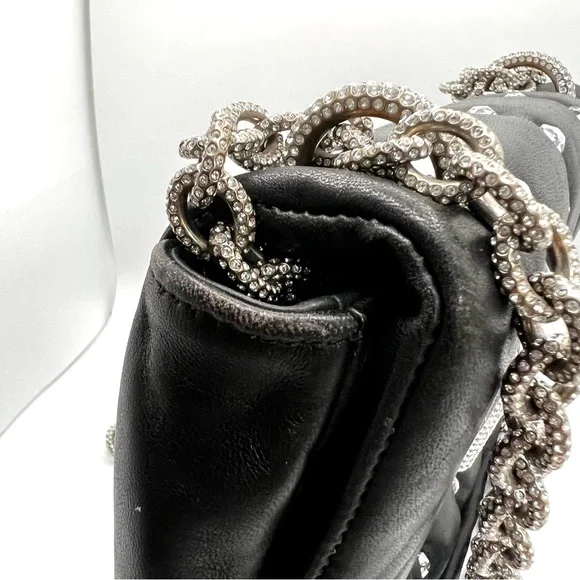 Tom Ford Black Leather Purse Studded Sequin Chain Link Shoulder Bag - Picture 6 of 16